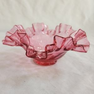 Fenton Cranberry Red Pink Optic Glass Bowl